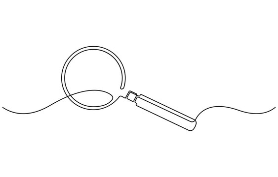 recommend clip art: One continuous line illustration of magnifying glass. Continuous line drawing of magnifying glass lens