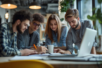 business professionals working on a project as a team in the office for work