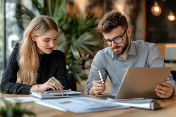 business professionals working on a project as a team in the office for work