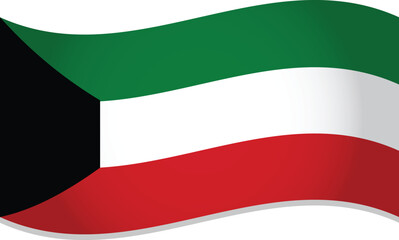 Kuwait Flag Waving in Air 3D Style Vector