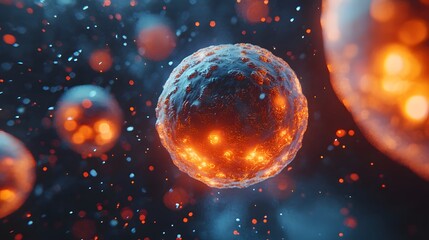 Abstract Glowing Orb with Sparks and Bokeh Lights