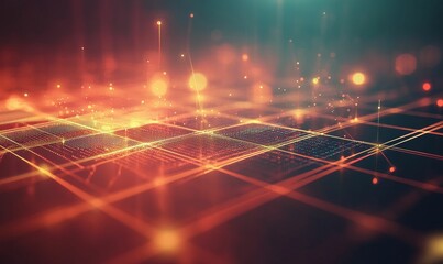 Abstract red and gold light grid.