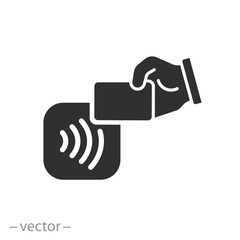 approved contactless pay, successful cashless payment icon, bank credit card, view pos terminal, retail buy, flat illustration