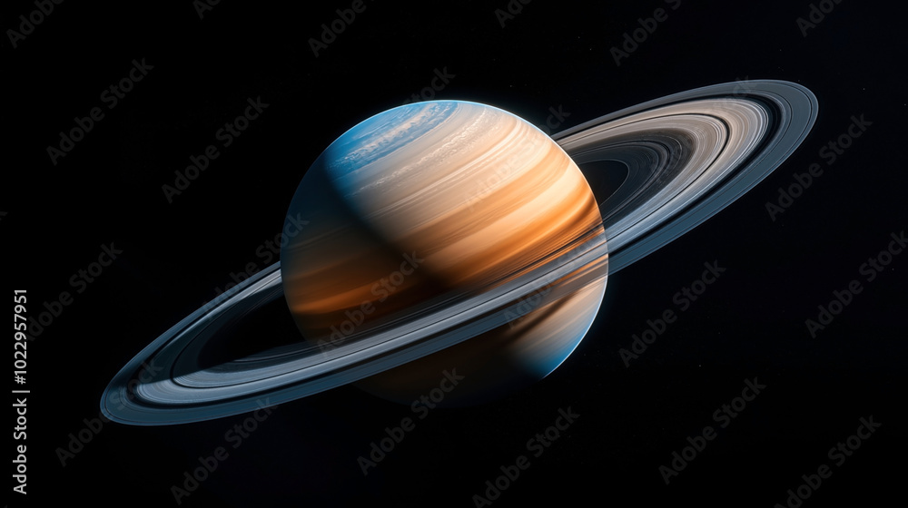 Wall mural digitally enhanced image of saturn with its distinct rings and atmospheric colors in space backgroun