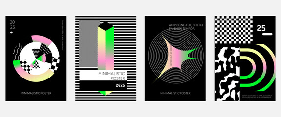 Posters with silhouette minimalistic basic figures, extraordinary graphic assets of geometrical shapes swiss style, Modern minimal print.
