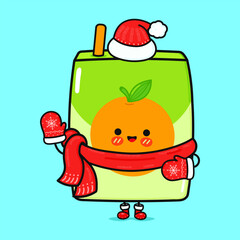 Funny smiling happy Juice christmas. Vector flat cartoon character illustration icon design. Isolated on blue background