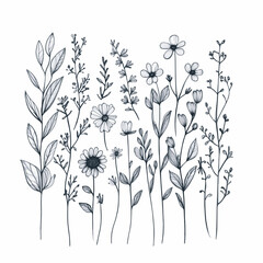 set of black and white flowers