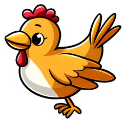 Cheerful cartoon chicken illustration with transparent background