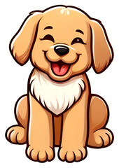 Obraz premium Cute cartoon dog with happy expression on transparent background