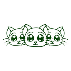 3 Cats Team Three Friends Crew Group Adorable Cat Looks Happy Sweet Little Smile Face Kitten Pets Funny Cartoon Cute Lovers Comic Fun Love Kittens Adorable Feline Playful Kitties Fur Baby Paw Owners