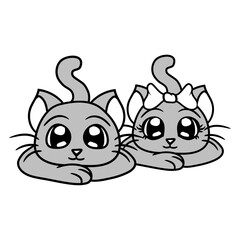2 Cats Love Couple Heart Team Two Fun Friends Crew Adorable Cat Happy Sweet Little Face Kitten Pets Funny Cartoon Cute Lovers Comic Fun Love Kittens Adorable Feline Playful Kitties Fur Baby Paw Owners