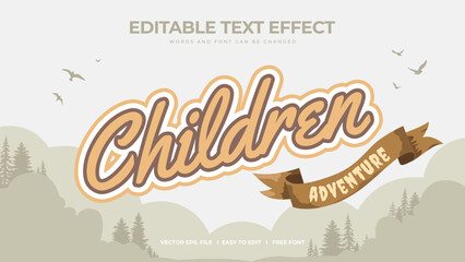 Children editable text effect lettering typography in adventure theme 