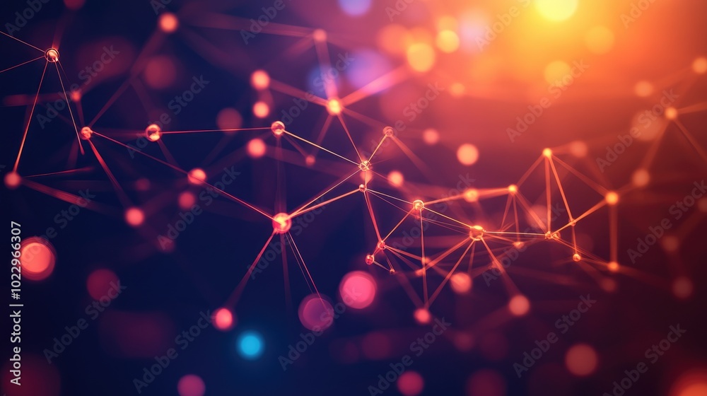 Poster Abstract Network Communication Background With Blurred Office Space And Node Cluster Concept For Ai Digital Connectivity Intelligent Technology With Big Data Neural Generator Ai