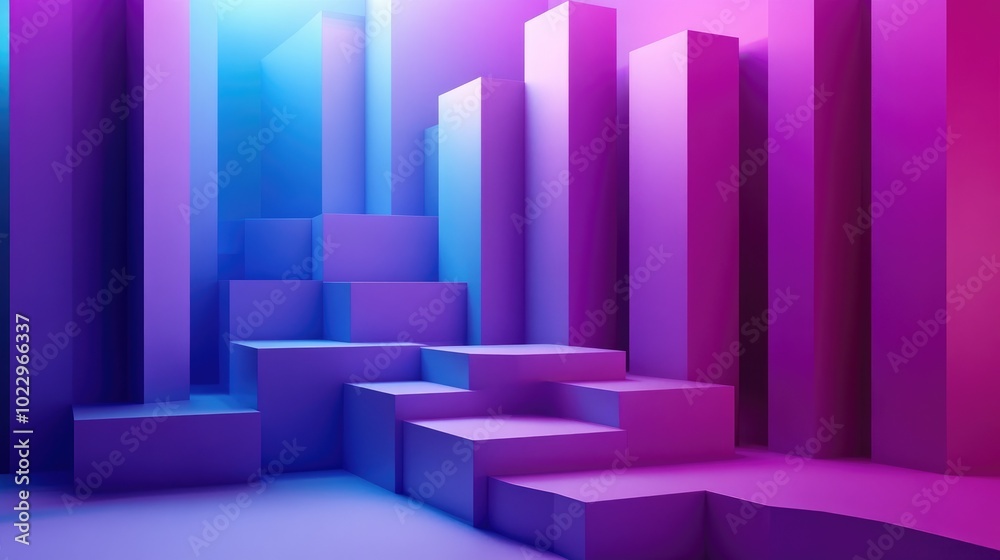 Poster 3d rendering of an abstract geometric background featuring purple and blue hues suitable for adverti