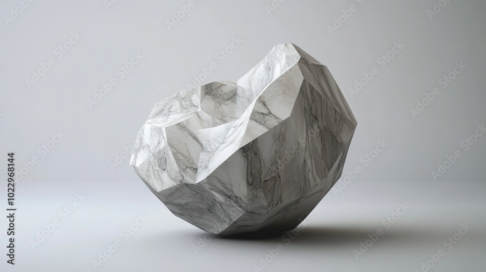 Poster Abstract 3D Textured Object with Geometric Marble Stone Shape