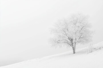 Winter view of trees covered with snow. A place for a text can be added.