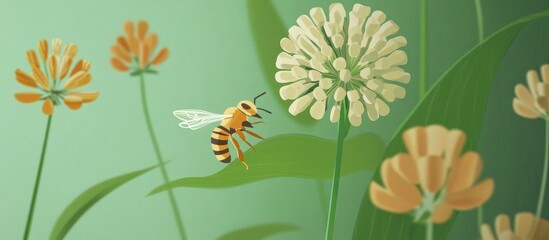 A Honey Bee Foraging On A Flower