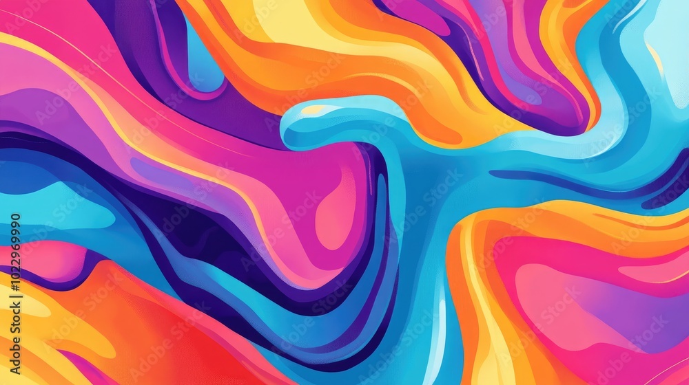 Poster colorful fluid illustration flowing abstract modern trend colors and waves rainbow paint texture gra