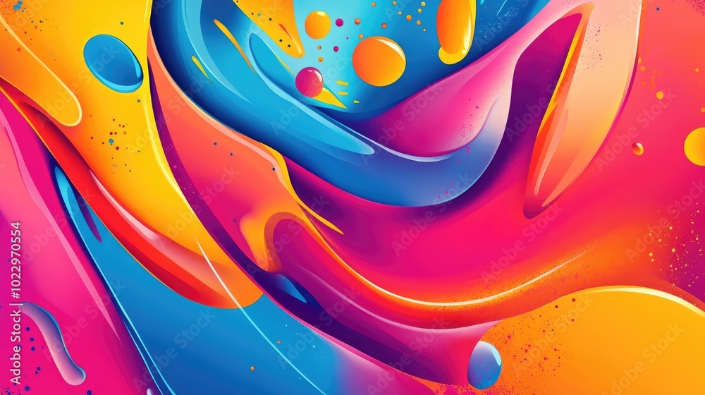 Poster Abstract wall art featuring vibrant color splashes designed as a vector background for packaging and creative projects