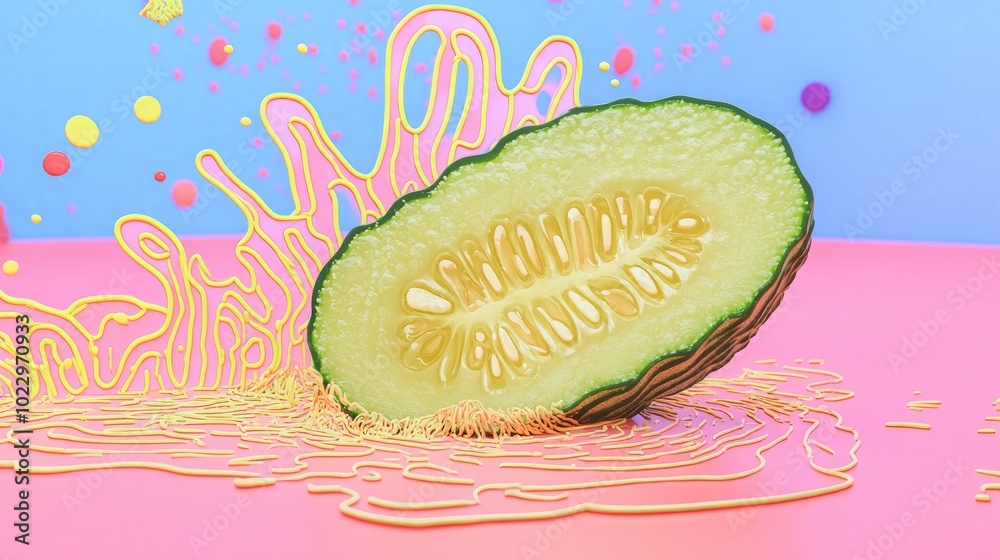 Poster close up of fresh green cucumber for culinary use