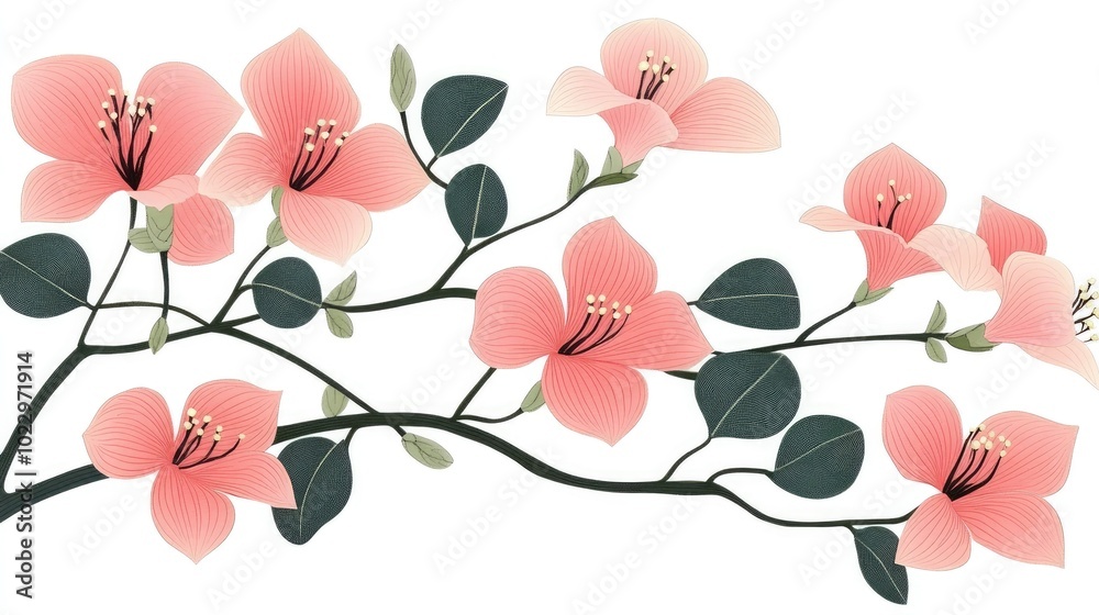Poster bougainvilleas isolated on white background with clipping path