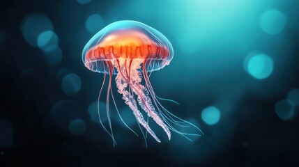 Naklejka premium Ethereal Jellyfish in a Magical Underwater Scene
