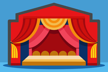 Theater Scene with a Red Curtain for Presentation