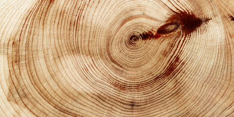 Natural wooden background, wood texture annual rings form. Macro photo of cross section of juniper...
