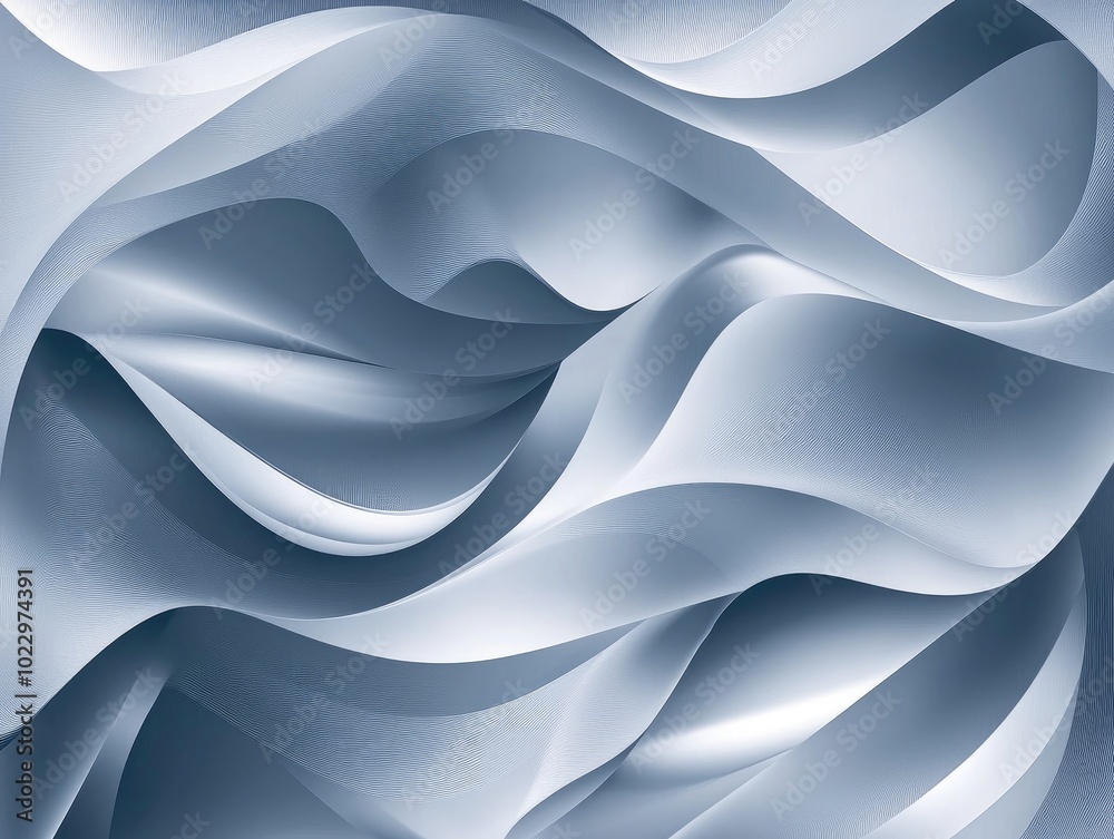 Aufkleber Abstract elegant wallpaper design in azure gray tones featuring light flashes and intertwined smooth lines against a backdrop of overlapping wavy shapes Vector illustration