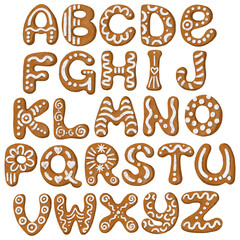 Alphabet Christmas gingerbread cookies. For design and children's education