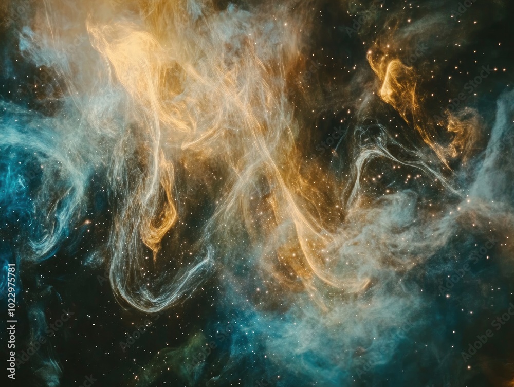 Poster Abstract streams of light creating a cool fantasy inspired galaxy backdrop
