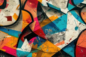 Naklejka premium A colorful wall with splatters of paint and graffiti, generative ai