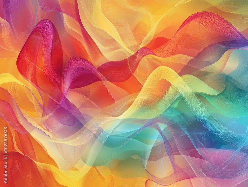 Poster Abstract design featuring vibrant colorful light flames in a wave pattern