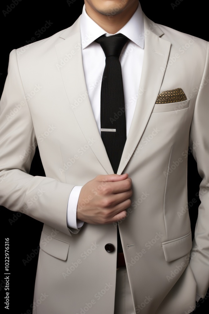 Canvas Prints White suit tuxedo blazer tie.