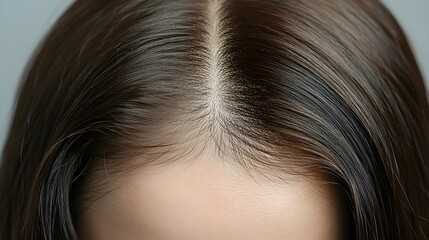 Fototapeta premium Before-and-after scalp images illustrating the success of hair loss prevention shampoo, focusing on enhanced hair volume and density, Clean Layout, High Detail