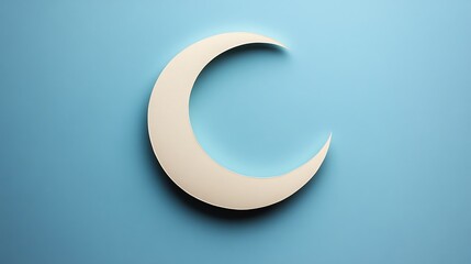 Obraz premium Minimalist paper cut crescent moon with delicate layered shadows on a solid background, paper cut moon, minimalist celestial art