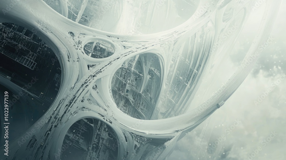 Poster Abstract fantasy background featuring technology and engineering with unique organic movement