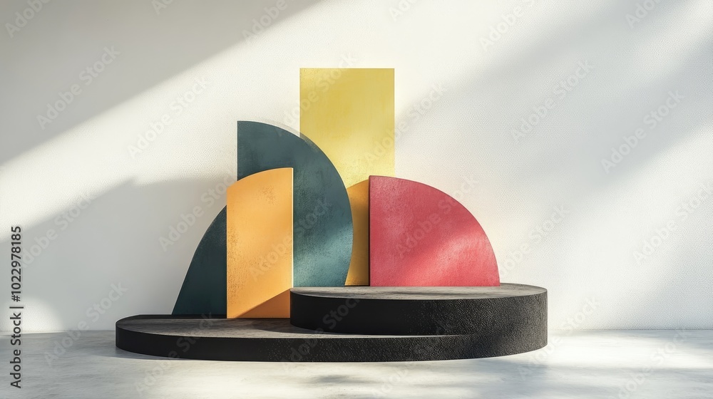 Poster 3d rendering of an abstract surreal fashion concept featuring humorous contemporary art colorful geo
