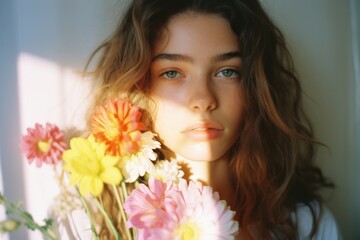 Naklejka premium Rainbow light flower photography portrait.