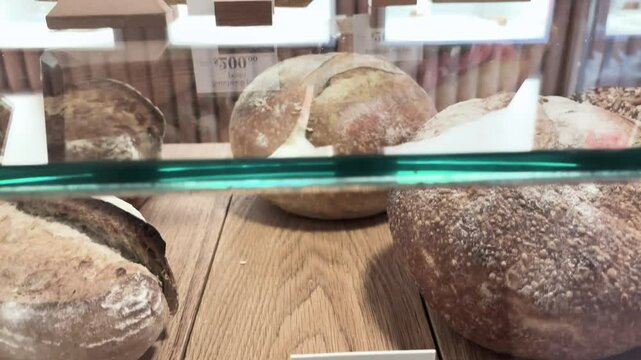 slow motion shot of fresh bread showed