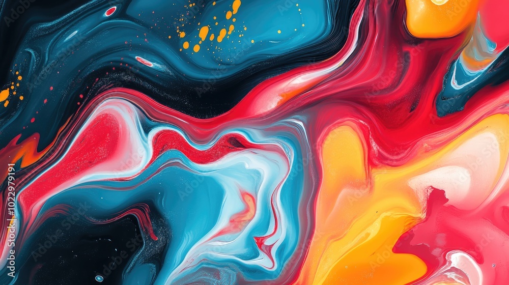 Aufkleber Abstract swirling background featuring liquid paint texture in an expressionist style Creative marble inspired backdrop with modern fluid elements and surreal psychedelic patterns
