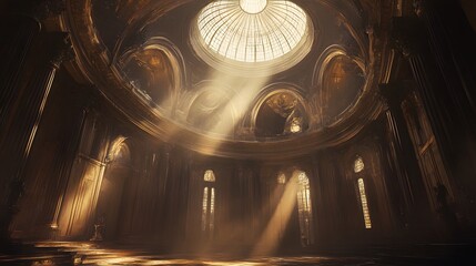 Sunbeams Illuminating a Grand Cathedral Interior