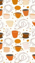 Stylish coffee cup pattern wallpaper