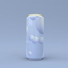 Aluminum can. Mockup on blue background. 3d illustration.