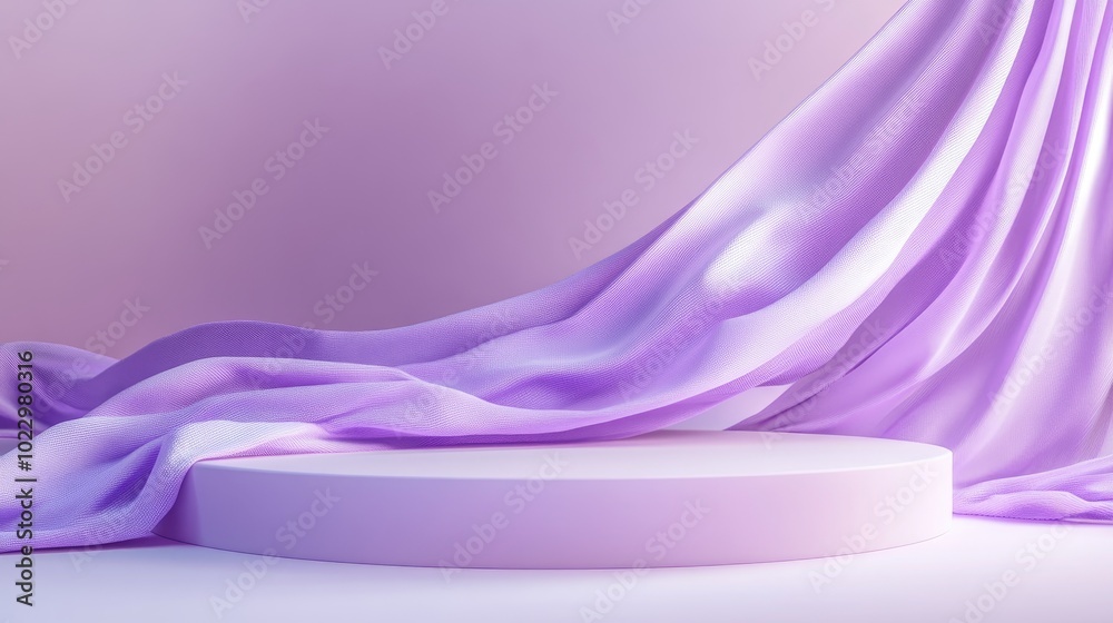 Aufkleber 3d mock up podium featuring draped lavender fabric abstract modern platform ideal for product or cos