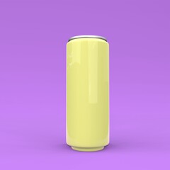 Aluminum can. Mockup on pink background. 3d illustration.