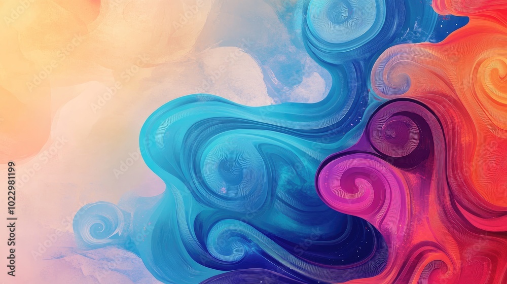 Poster colorful background featuring swirls and wave like ripples