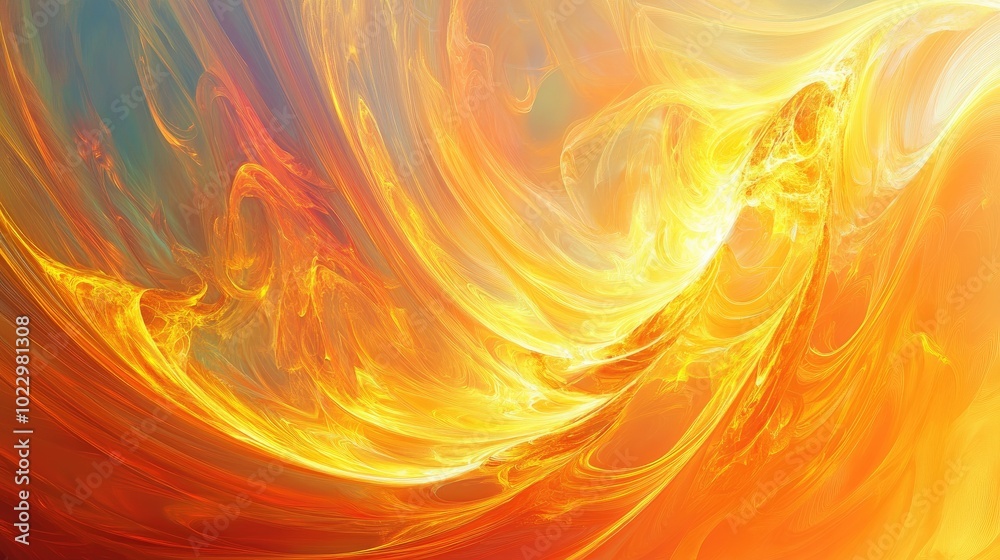 Poster bright golden wave painting with a blurred background abstract artistic design featuring decorative 