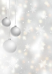 Christmas background with hanging baubles 