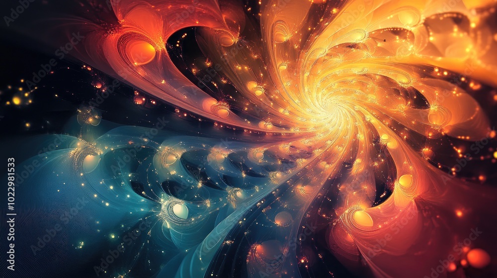 Poster Abstract fantasy background featuring intricate fractal lines